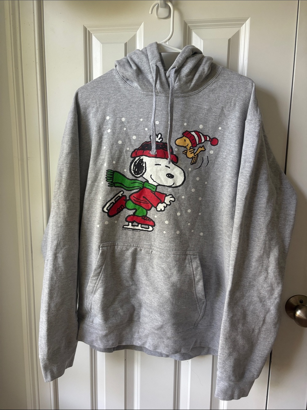 Gray Graphic Snoopy Holiday Hoodie